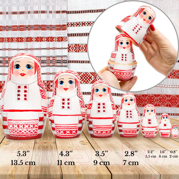 Изображение товара Матрешка сувенирная Брестская Фабрика Сувениров Малоритский строй в белорусской одежде / 7201