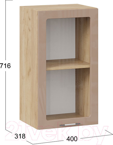 Изображение товара Шкаф навесной для кухни ТриЯ Весна 1В4С (дуб крафт золотой/кофе с молоком)
