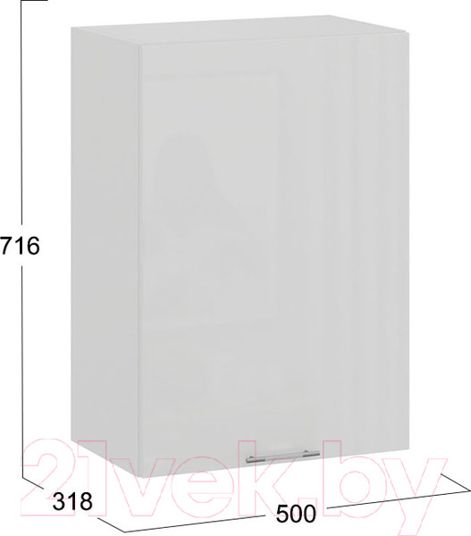 Изображение товара Шкаф навесной для кухни ТриЯ Весна 1В5 (белый/белый глянец)