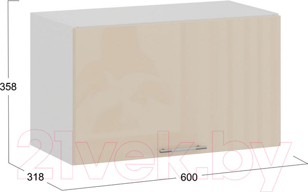Изображение товара Шкаф под вытяжку ТриЯ Весна 1В6Г (белый/ваниль глянец)