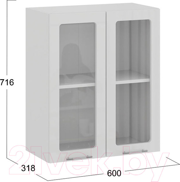 Изображение товара Шкаф навесной для кухни ТриЯ Весна 1В6С (белый/белый глянец)