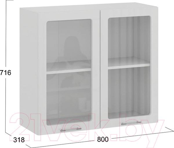 Изображение товара Шкаф навесной для кухни ТриЯ Весна 1В8С (белый/белый глянец)