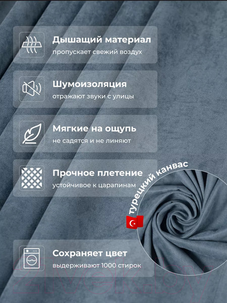 Изображение товара Штора LEGRAND Канвас 200x260 / 58094176 (серо-голубой)