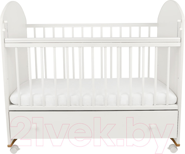 Изображение товара Детская кроватка INDIGO My Sleepy Мишка колесо-качалка и ящик (белый)