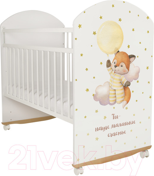 Изображение товара Детская кроватка INDIGO My Sleepy Лисичка колесо-качалка (белый)