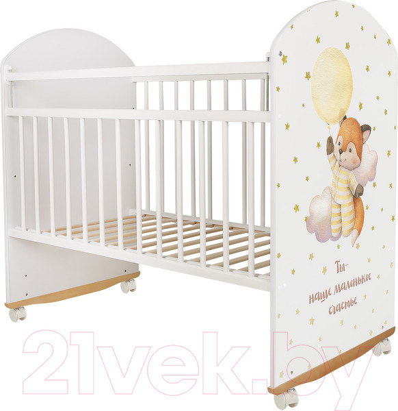 Изображение товара Детская кроватка INDIGO My Sleepy Лисичка колесо-качалка (белый)