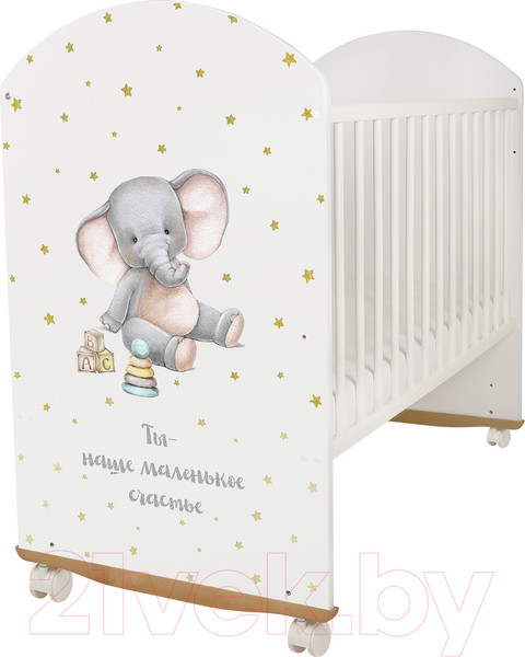 Изображение товара Детская кроватка INDIGO My Sleepy Слоник колесо-качалка (белый)