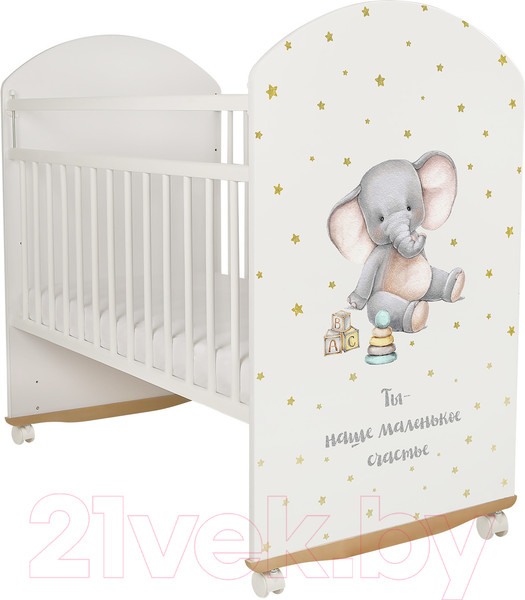 Изображение товара Детская кроватка INDIGO My Sleepy Слоник колесо-качалка (белый)