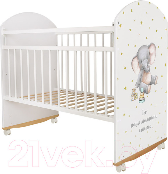 Изображение товара Детская кроватка INDIGO My Sleepy Слоник колесо-качалка (белый)