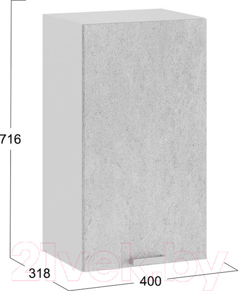 Изображение товара Шкаф навесной для кухни ТриЯ Гранита 1В4 (белый/бетон снежный)