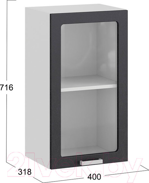 Изображение товара Шкаф навесной для кухни ТриЯ Гранита 1В4С (белый/бетон графит)