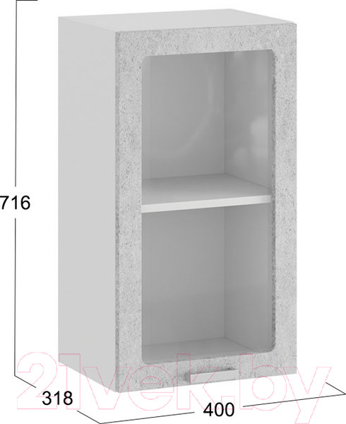 Изображение товара Шкаф навесной для кухни ТриЯ Гранита 1В4С (белый/бетон снежный)