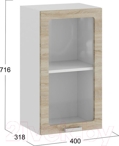 Изображение товара Шкаф навесной для кухни ТриЯ Гранита 1В4С (белый/дуб сонома)