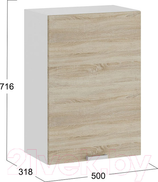 Изображение товара Шкаф навесной для кухни ТриЯ Гранита 1В5 (белый/дуб сонома)