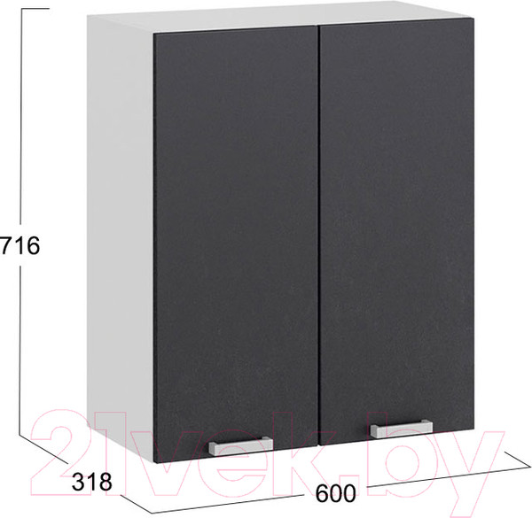 Изображение товара Шкаф навесной для кухни ТриЯ Гранита 1В6 (белый/бетон графит)