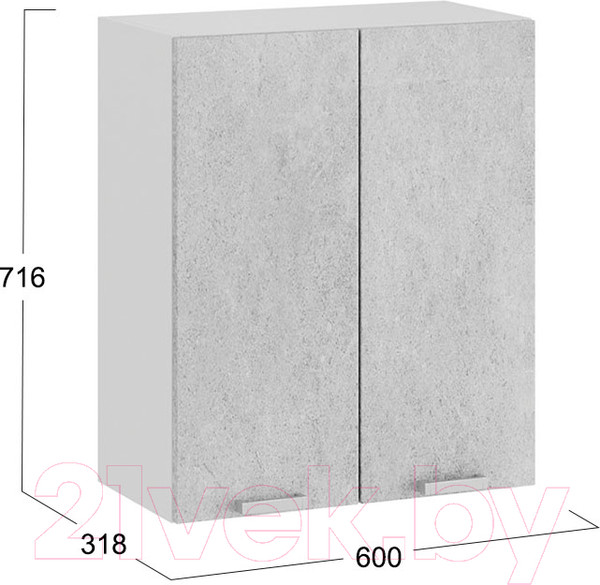 Изображение товара Шкаф навесной для кухни ТриЯ Гранита 1В6 (белый/бетон снежный)