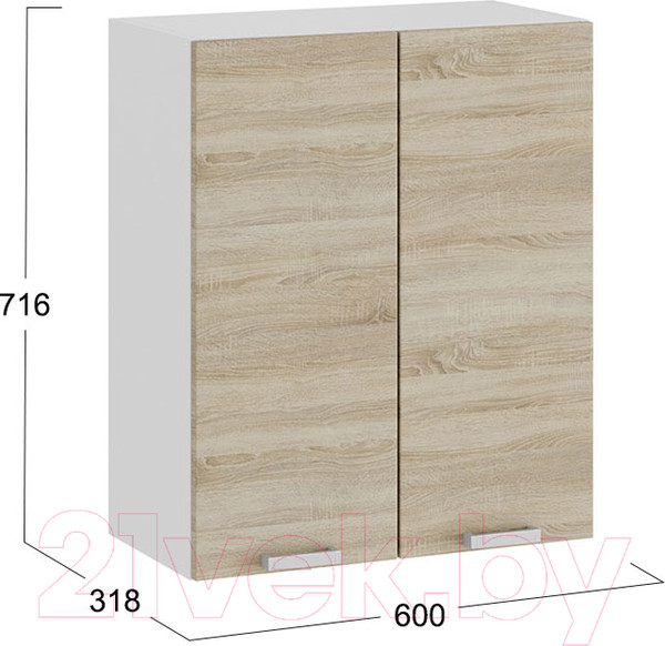 Изображение товара Шкаф навесной для кухни ТриЯ Гранита 1В6 (белый/дуб сонома)