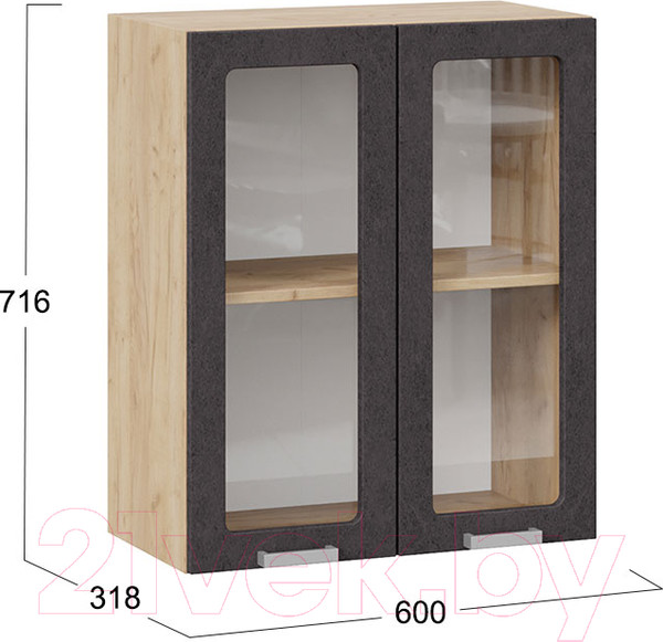 Изображение товара Шкаф навесной для кухни ТриЯ Гранита 1В6С (дуб крафт золотой/бетон графит)