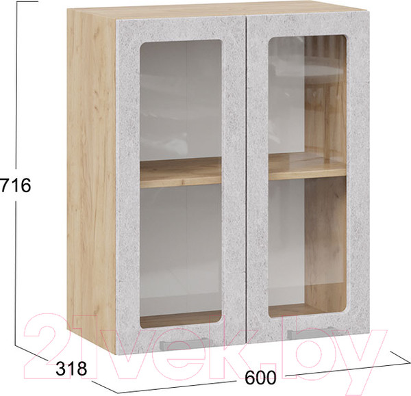 Изображение товара Шкаф навесной для кухни ТриЯ Гранита 1В6С (дуб крафт золотой/бетон снежный)