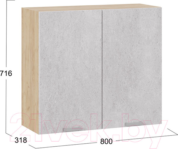 Изображение товара Шкаф навесной для кухни ТриЯ Гранита 1В8 (дуб крафт золотой/бетон снежный)
