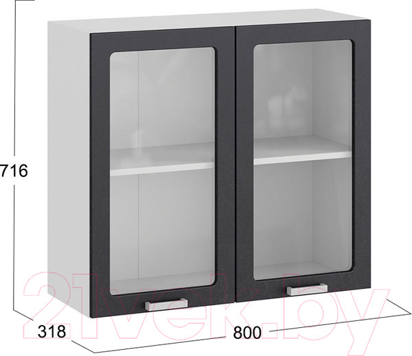 Изображение товара Шкаф навесной для кухни ТриЯ Гранита 1В8С (белый/бетон графит)