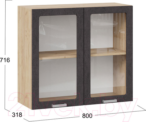 Изображение товара Шкаф навесной для кухни ТриЯ Гранита 1В8С (дуб крафт золотой/бетон графит)