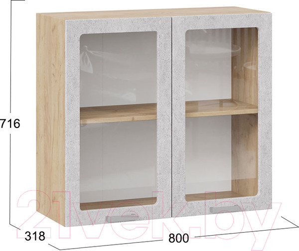 Изображение товара Шкаф навесной для кухни ТриЯ Гранита 1В8С (дуб крафт золотой/бетон снежный)
