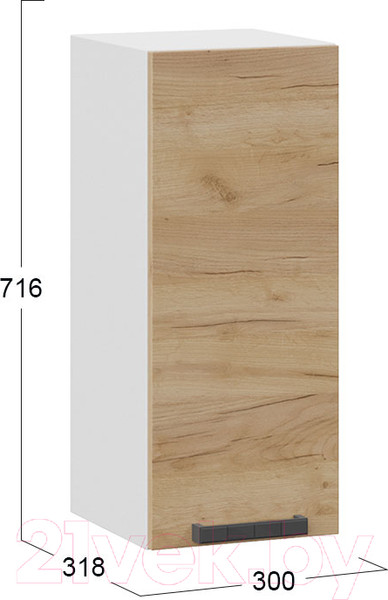 Изображение товара Шкаф навесной для кухни ТриЯ Детройт 1В3  (белый/дуб крафт золотой)