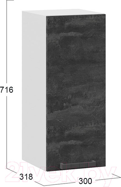 Изображение товара Шкаф навесной для кухни ТриЯ Детройт 1В3 (белый/угольный камень)