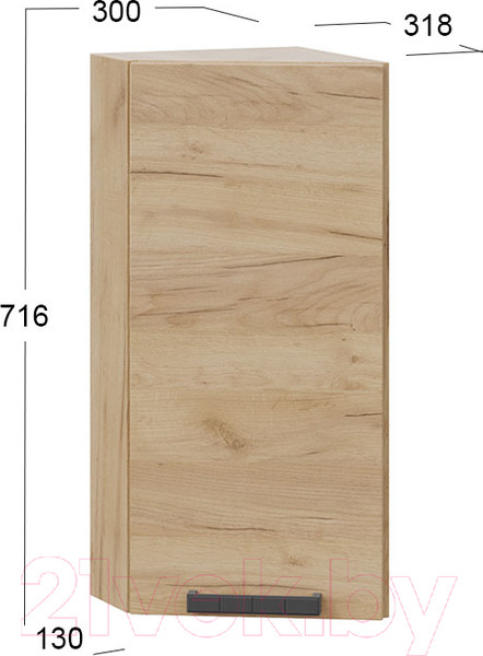 Изображение товара Шкаф навесной для кухни ТриЯ Детройт 1В3Т (дуб крафт золотой)