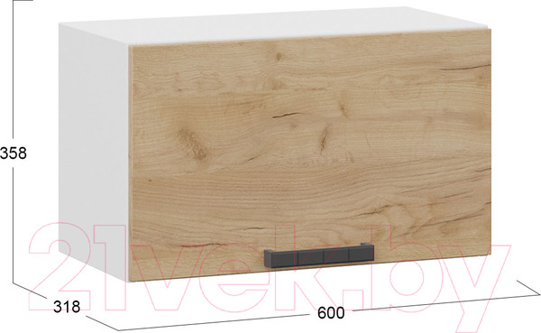 Изображение товара Шкаф навесной для кухни ТриЯ Детройт 1В6Г  (белый/дуб крафт золотой)