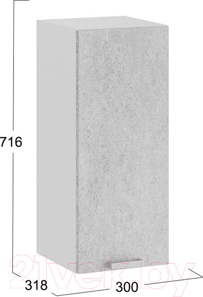 Изображение товара Шкаф навесной для кухни ТриЯ Гранита 1В3 (белый/бетон снежный)