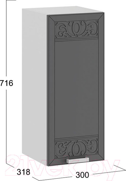 Изображение товара Шкаф навесной для кухни ТриЯ Долорес 1В3 (белый/титан)