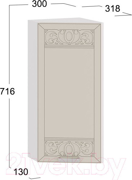 Изображение товара Шкаф навесной для кухни ТриЯ Долорес 1В3Т (белый/крем)