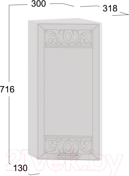 Изображение товара Шкаф навесной для кухни ТриЯ Долорес 1В3Т (белый/сноу)