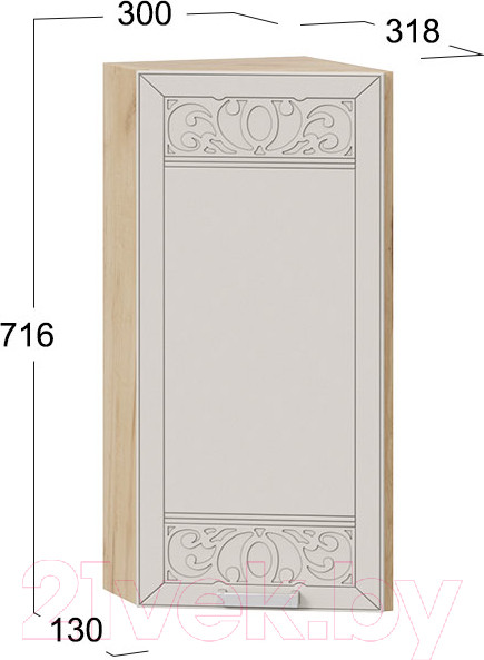 Изображение товара Шкаф навесной для кухни ТриЯ Долорес 1В3Т (дуб крафт золотой/крем)