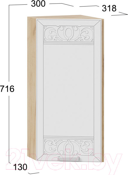 Изображение товара Шкаф навесной для кухни ТриЯ Долорес 1В3Т (дуб крафт золотой/сноу)