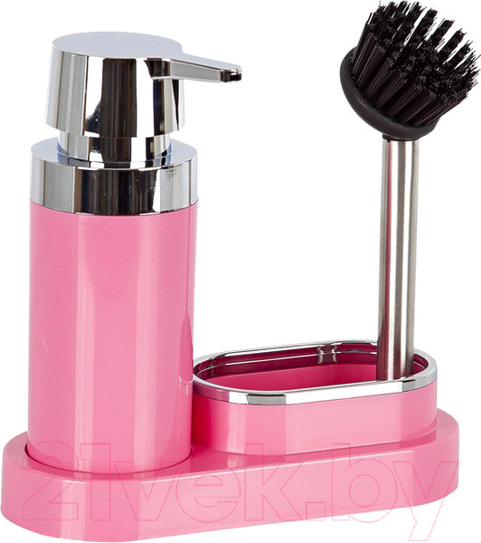 Изображение товара Дозатор моющего средства с подставкой для губки Primanova Polen M-E43-03 (розовый/хром)