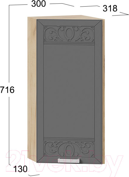 Изображение товара Шкаф навесной для кухни ТриЯ Долорес 1В3Т (дуб крафт золотой/титан)