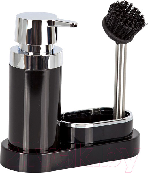 Изображение товара Дозатор моющего средства с подставкой для губки Primanova Polen M-E43-06 (черный/хром)
