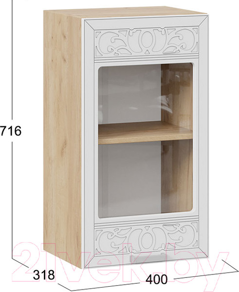 Изображение товара Шкаф навесной для кухни ТриЯ Долорес 1В4С (дуб крафт золотой/сноу)