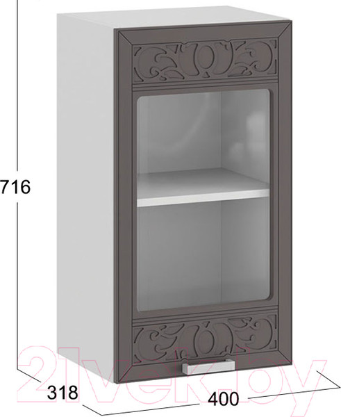 Изображение товара Шкаф навесной для кухни ТриЯ Долорес 1В4С (белый/муссон)