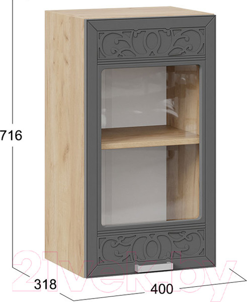 Изображение товара Шкаф навесной для кухни ТриЯ Долорес 1В4С (дуб крафт золотой/титан)