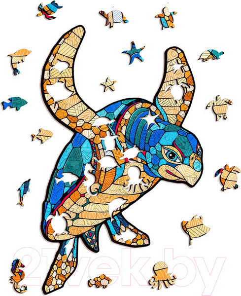 Изображение товара Пазл EWA Черепаха (M, деревянная упаковка)