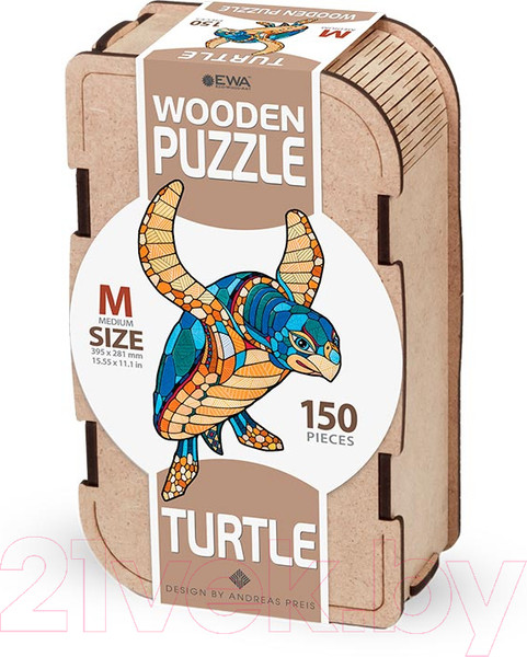 Изображение товара Пазл EWA Черепаха (M, деревянная упаковка)