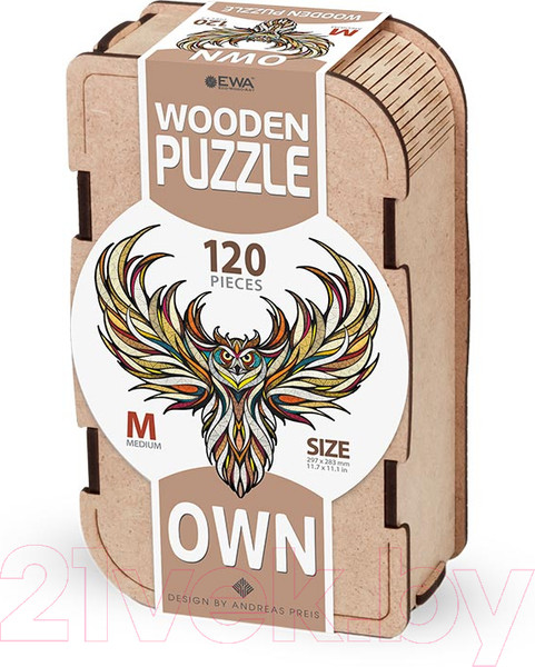 Изображение товара Пазл EWA Сова (M, деревянная упаковка)