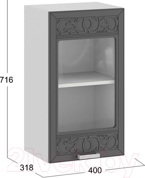 Изображение товара Шкаф навесной для кухни ТриЯ Долорес 1В4С (белый/титан)