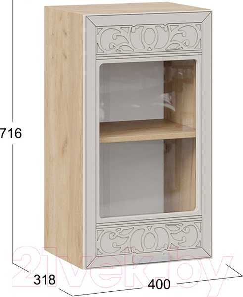 Изображение товара Шкаф навесной для кухни ТриЯ Долорес 1В4С (дуб крафт золотой/крем)