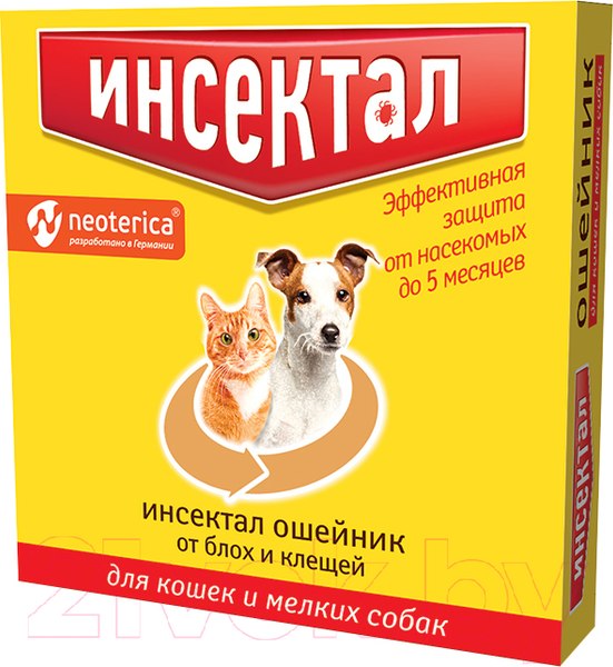 Изображение товара Ошейник от блох Инсектал Для кошек и мелких собак / N109