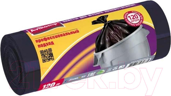Изображение товара Пакеты для мусора Avikomp Professional ПВД 120л / 1875 (10шт, черный)